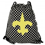 180712-BLACK/WHITE POLKA DOTS DRAWSTRING BAG W/GOLD FDL